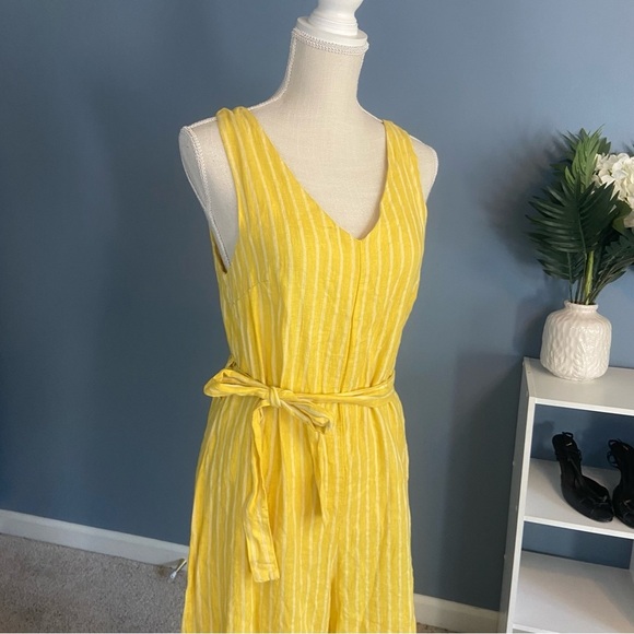 Lungo L’arno Yellow Stripe Sleeveless Wide Leg Jumpsuit - Picture 5 of 9